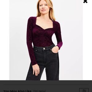 LOFT Rich Purple Long Sleeve Bodysuit
